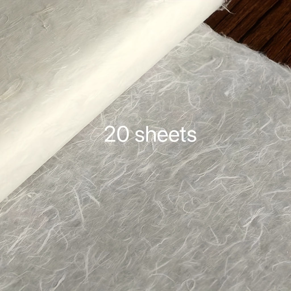 Image of 20 Sheets Of Natural Fiber Xuan Paper, Handmade, Suitable For Calligraphy, Art, Journaling, Crafts, And Gift Wrapping