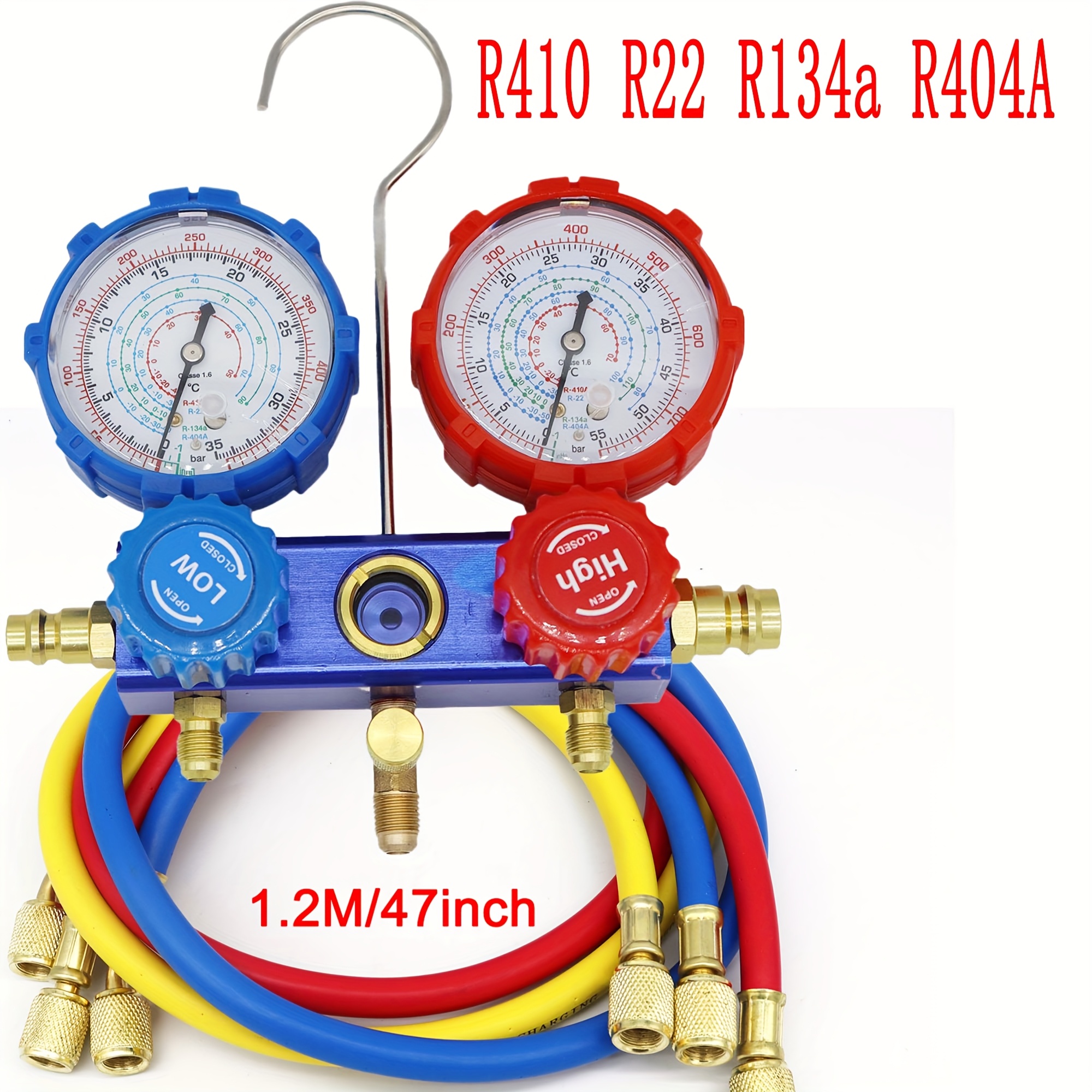 Newly * Regulating Pressure Gauge with hose and hook air, Suitable for *  R22 R134a R404A Automotive air Conditioning * Pressure Gauge manifold  pressure Gauge