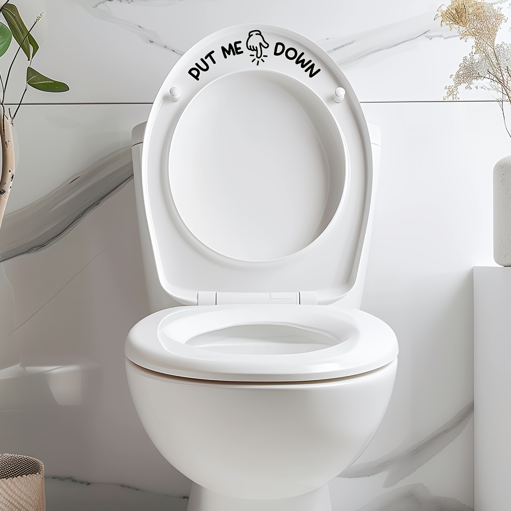 1pc Funny "" Toilet Seat Sticker - Waterproof Disposable Self-adhesive Bathroom Decal With Humorous Design, Durable Plastic For Surfaces, Reusable Bathroom Decor (new Arrival)