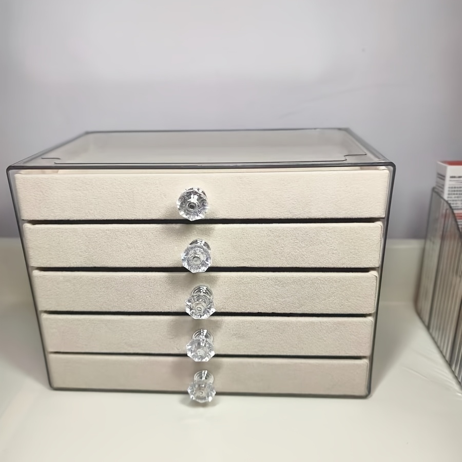 5 tier jewelry organizer box with transparent lid   storage case soft velvet lined compartments for earrings necklaces bracelets rings vanity dressing table or gift box modern   jewelry box vanity accessory   velvet lined   boxes Product details 2