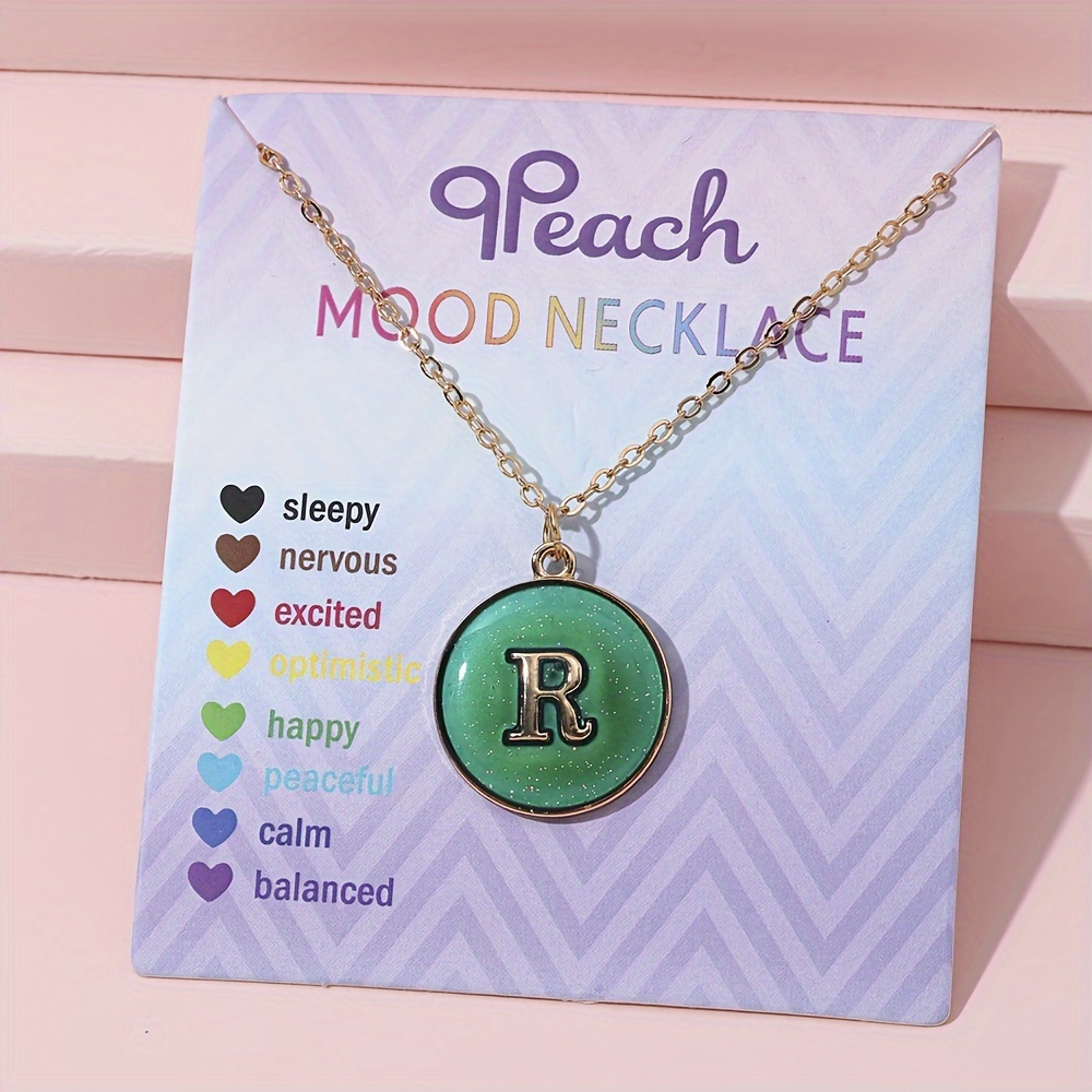 

1pcs Temperature Sensitive Color Changing Letter Pendant Necklace, Fashion Iron Alloy With 18k Golden , Mood Adjusting Chain Jewelry