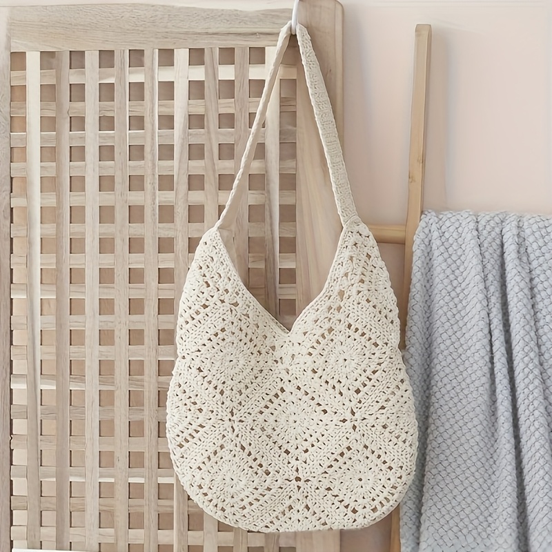 2025 Bohemian Beach Straw Bag High-quality Handmade Woven Tote Bag Vacation Crochet Shoulder Shopping Bag