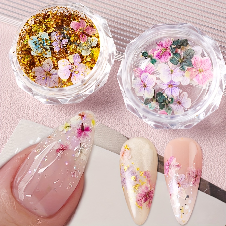 3er Set Getrocknete Blumen Für Nail Art - Trockenblumen Kit Für Nageldesign DIY