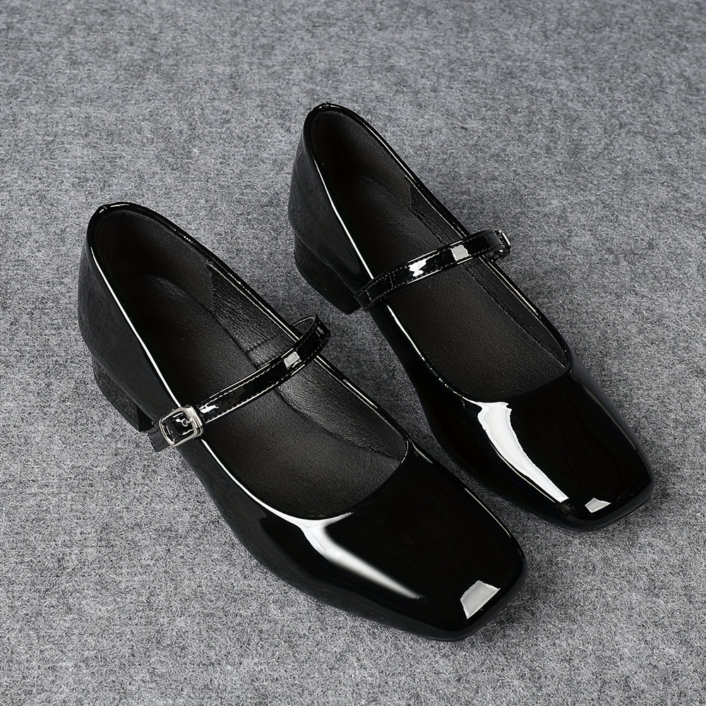 womens black elegant   pumps comfortable thick sole low heel shoes with ankle strap     season versatile for office casual wear versatile low heel shoes elegant shallow toe design durable rubber sole