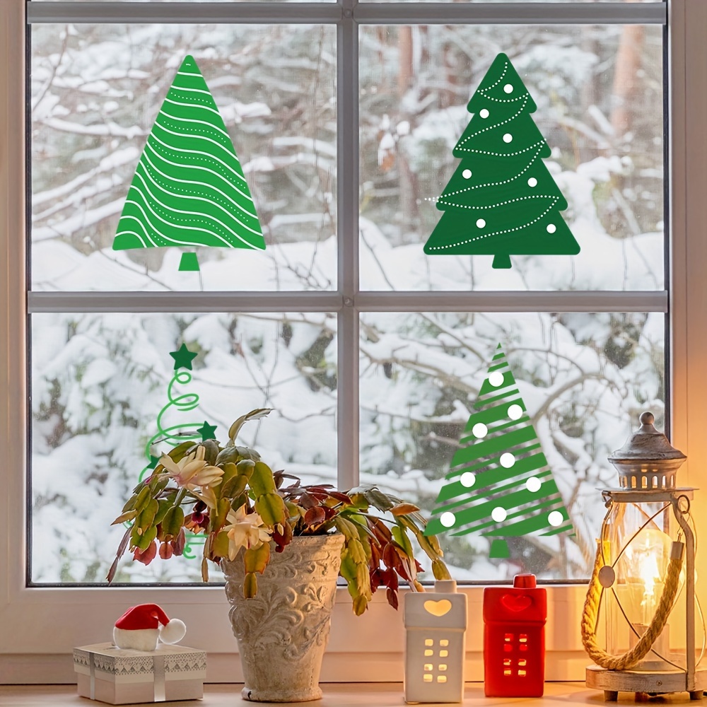 christmas winter decor window clings decals   christmas decorations window stickers xmas tree decals details 9