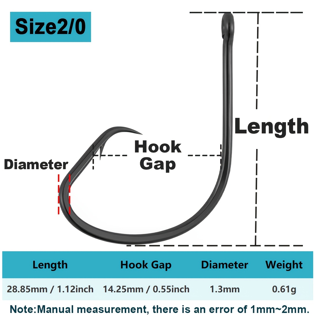 TEMU 9km Fishing Hooks Light Circle Hooks For Fresh & Saltwater Fishing, Offset Wide Live Bait Fishing Hooks Mackerel Striper Catfish