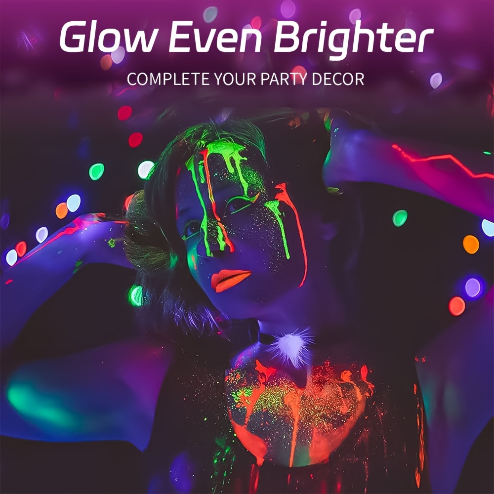 10ml 8 pcs glow in the dark body and face paint uv neon blacklight body paints washable quicker dry fluorescent face body makeup for halloween makeup party fancy dress beauty makeup details 3