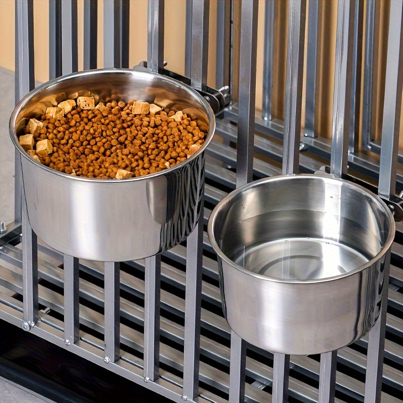 

Large Dog Feeder Stainless Steel Food And Water Cup Water Dispenser Thickened And Raised Dog Cage Accessories Anti-slip