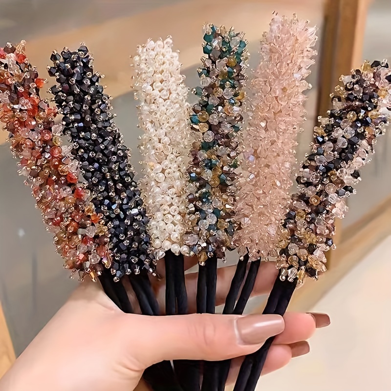 a korean style artificial crystal beaded hair bun maker a lazy tool for   a messy bun   fluffy hairstyles for women Product details 1