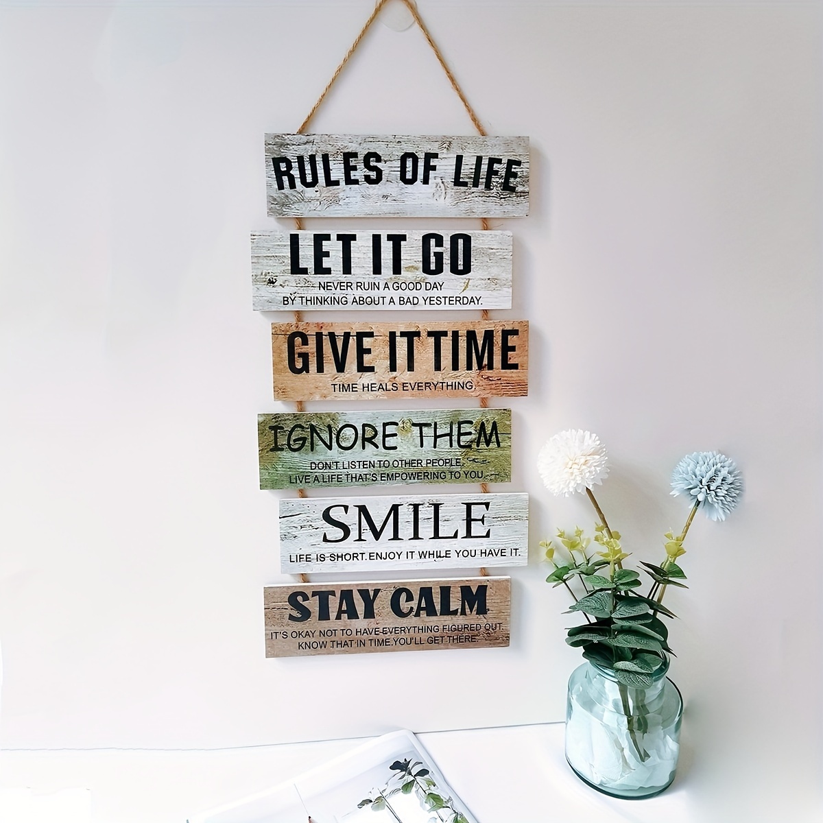 

1pc Wooden Decoration Hang Tags, Encouragement Slogans For Decoration, Rules Of Life, Room Decoration Wooden Old Hang Tags, Holiday Gifts
