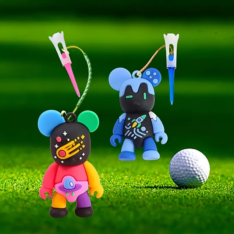 

2pcs Golf Bag Tags With Loop, Cartoon Figure Golf Tees Holder, Anti-lost Golf Ball Stand, Novelty Golf Tee Pegs, Golf Accessories, Golf Enthusiast Gift, New Year's & Valentine's Gift