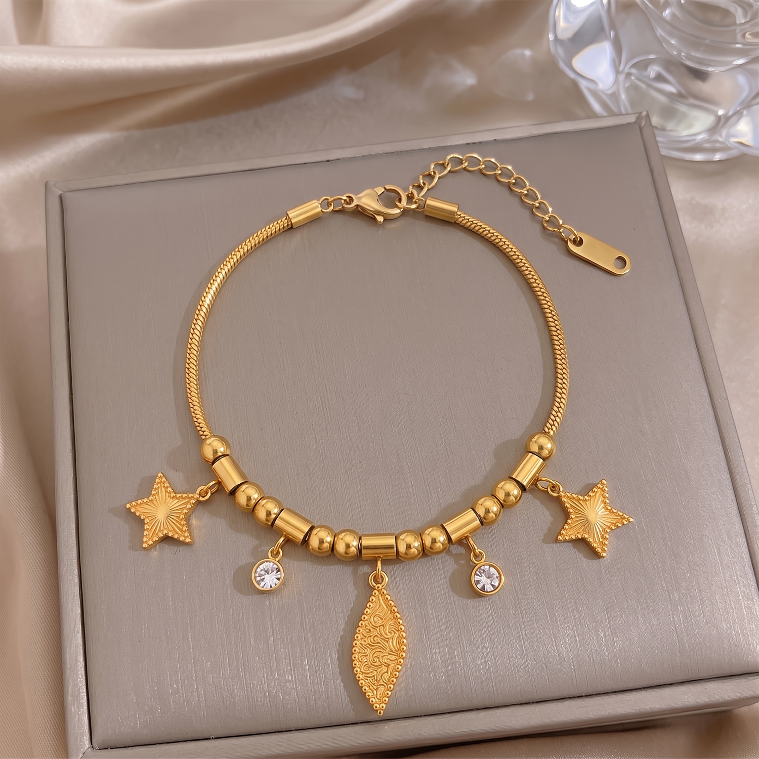 2pc Unisex 18K Gold-Plated Exquisite Bracelet Set