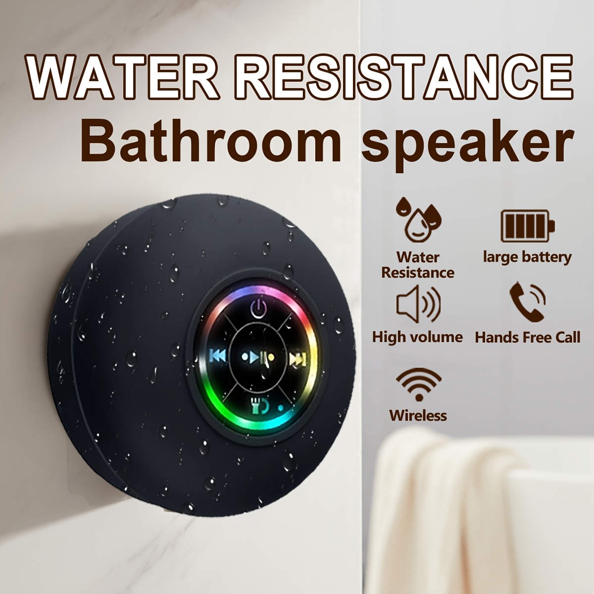 portable speaker suction cup bathroom speaker   lighting no latency suitable for bathroom camping outdoor study parent activities   entertainment gaming        