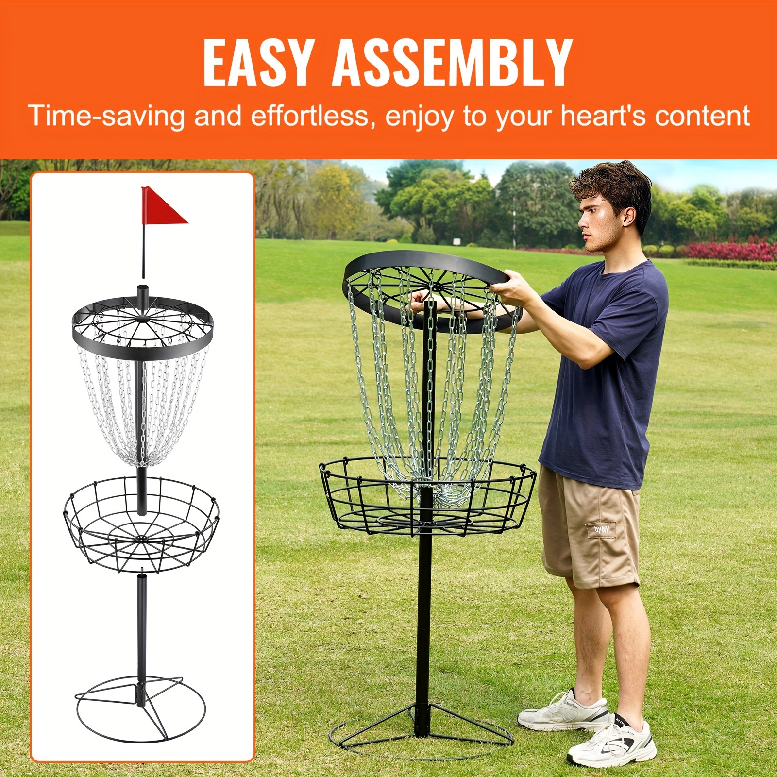 Disc Golf Basket, 24chains Portable Disc Golf Target Hole, Heavy Duty