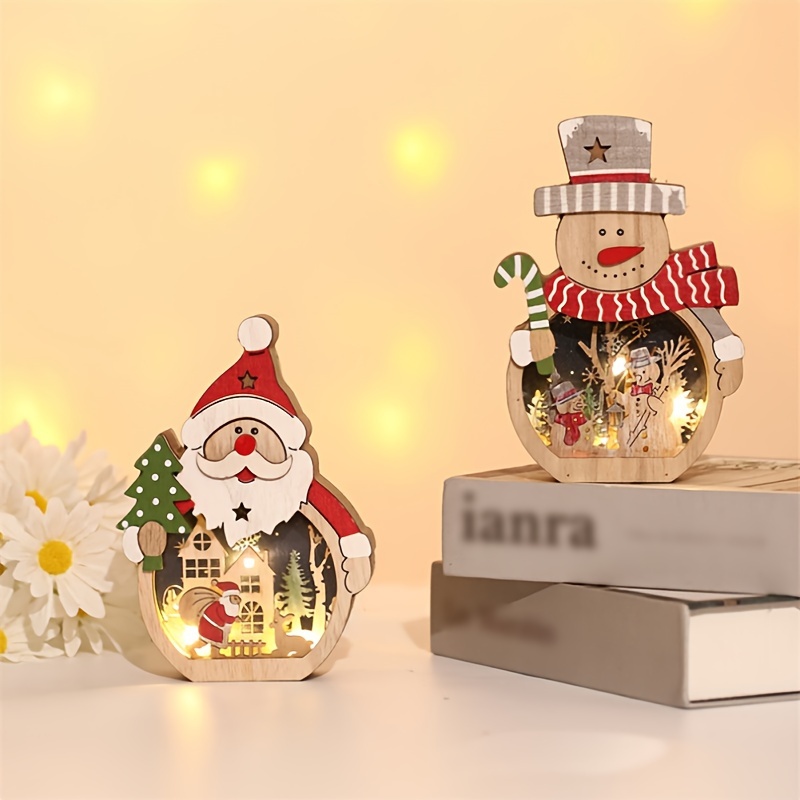 

Christmas Led Light-emitting Wooden Ornaments, Creative Home Decorations, Holiday Gifts (not Shipped With Batteries)