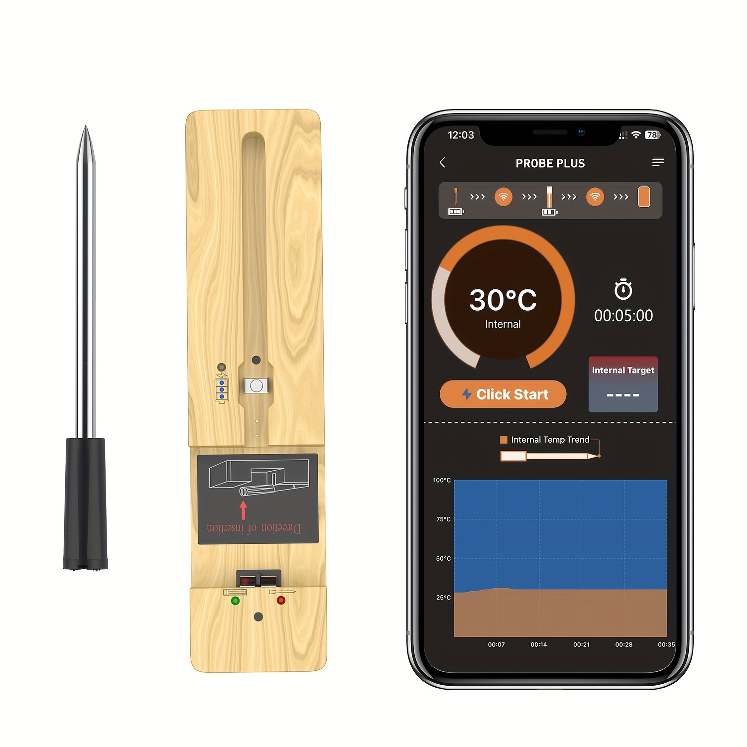 

Plus - Long Range Digital Meat Thermometer With Probe For Cooking/grilling, 2024 Latest Styles Electric Waterproof Food Thermometer With Ios/android Instant Read App For Air Fryer/bbq/oven