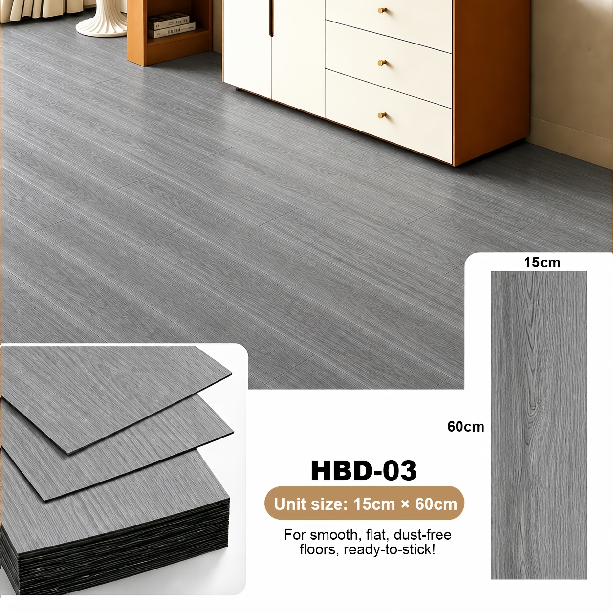 Image of 30pcs Pvc Vinyl Flooring Planks, 150 X 600mm Waterproof And Wear-resistant Wood Grain Floor Tiles, Self-adhesive Peel-and-stick Flooring For Living Room, Bedroom, Office, And Home Decor