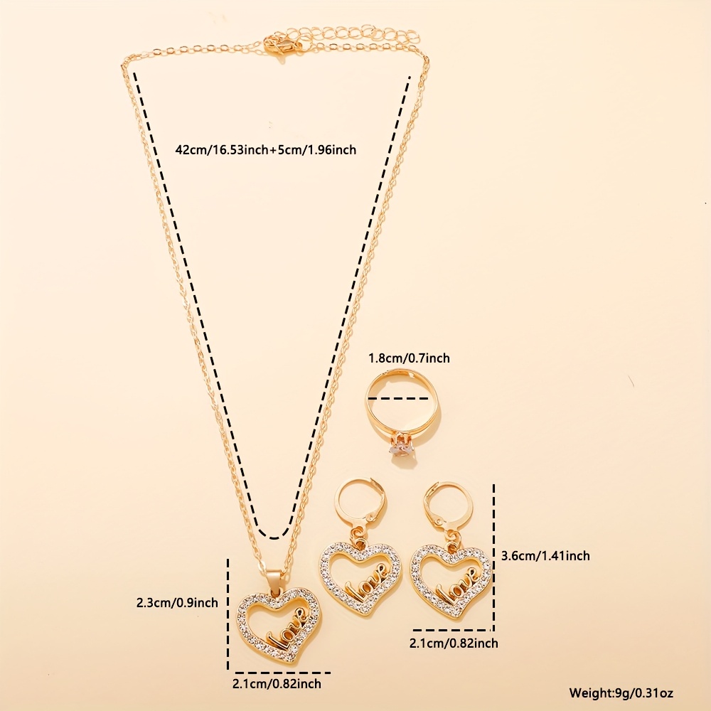 4pcs Love Heart Luxury Romantic Jewelry Set for Women