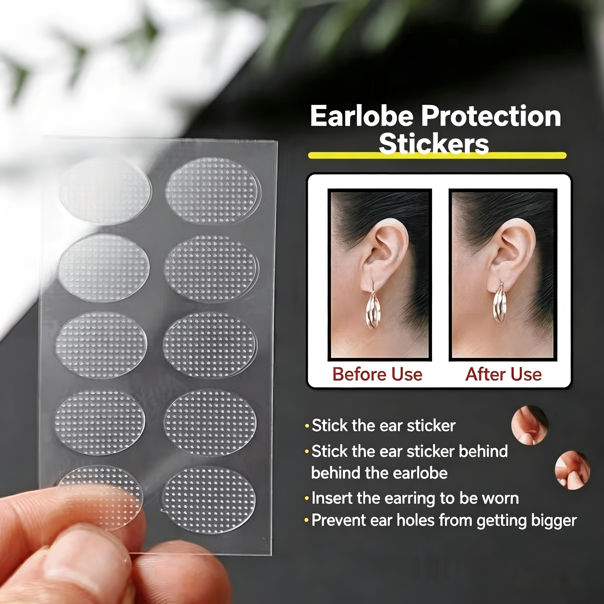 Invisible Transparent Earring Support Patch, Comfortable Adhesive