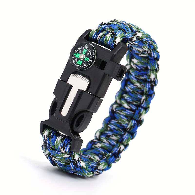WUQID Paracord Survival Bracelet Loud Whistle Emergency Compass Survival  Fire Starter Knife Accessories for Hiking, Camping, Fishing and Hunting (2