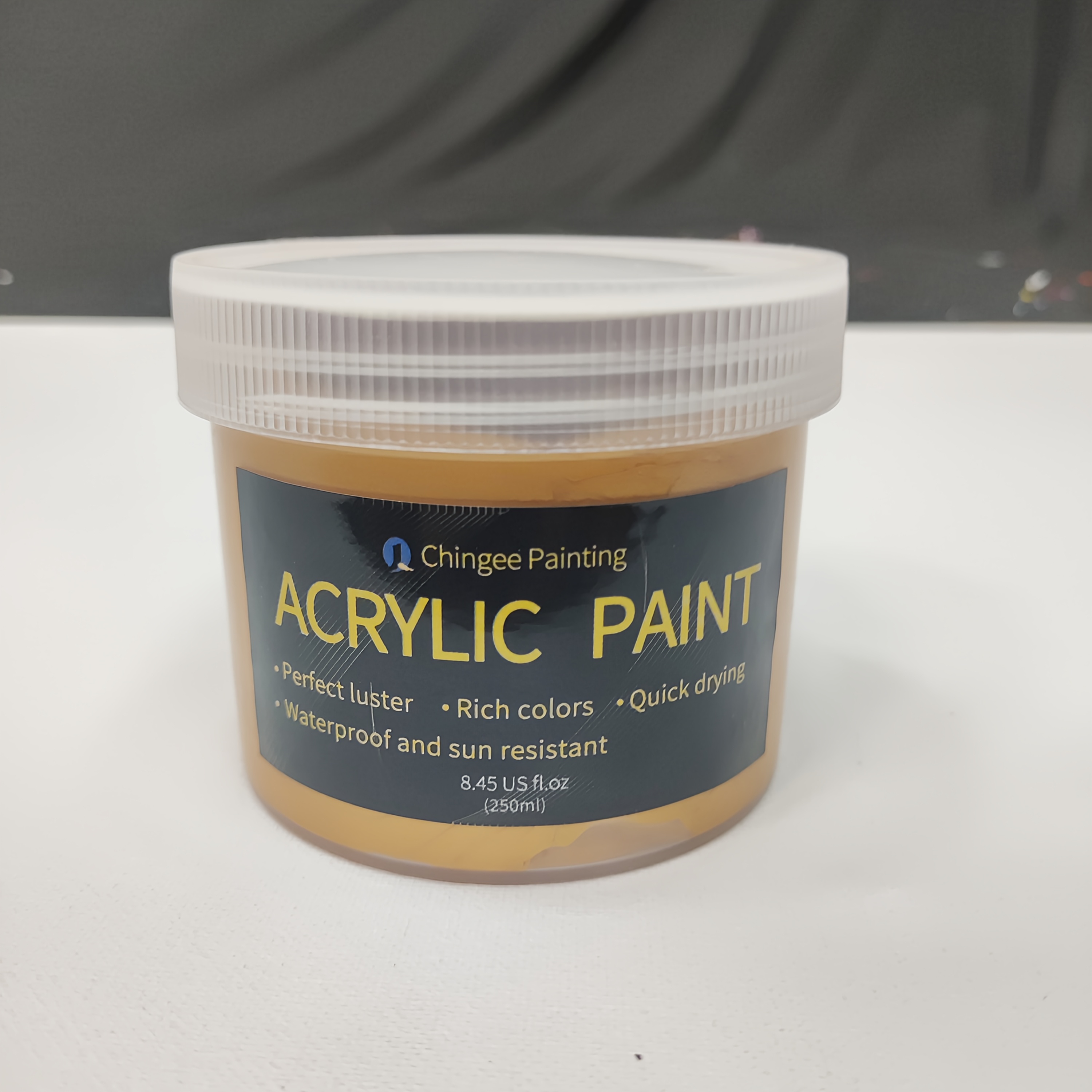 TEMU Large Can Metallic Golden Acrylic Paint Gel - Heavy-duty 8.45oz/300g, Non-toxic Thick Creamy Formula Suitable For Canvas, Rocks, Wood, Fabric,