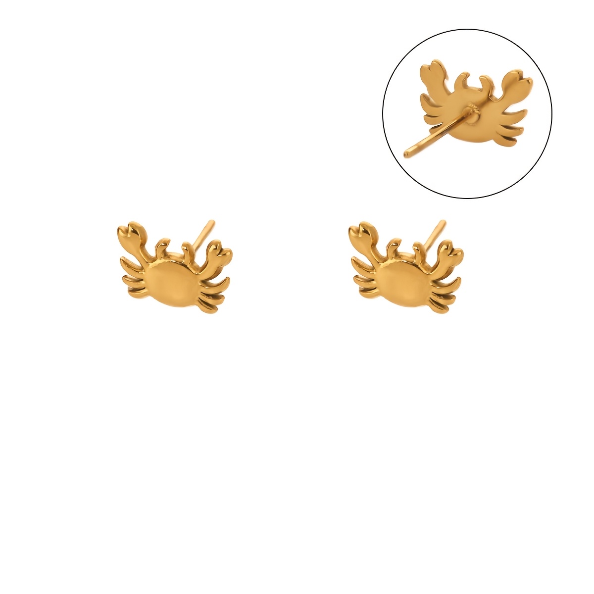 TEMU 1 Pair Of Stainless Steel Crab Stud Earrings, Mini Small Studs, Exquisite, Ocean-themed, Vacation-style Jewelry