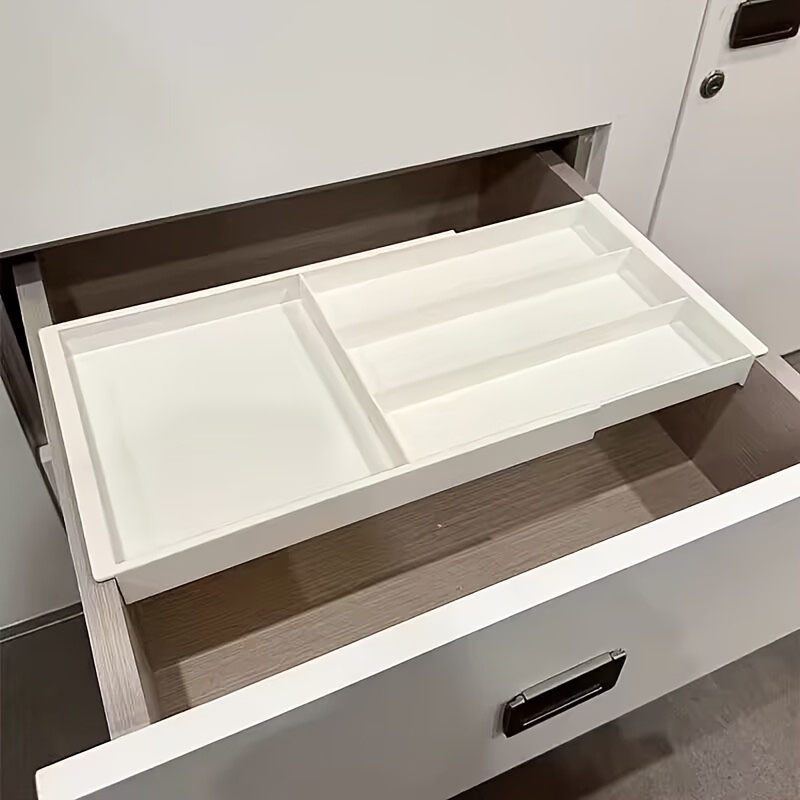 adjustable drawer organizer for desktop multi compartment plastic storage box with blue handles ideal for pens makeup brushes spoons forks easy to move and   and drawer organizer suitable for home storage   in 9   desk drawer organizer for home storage Product details 0