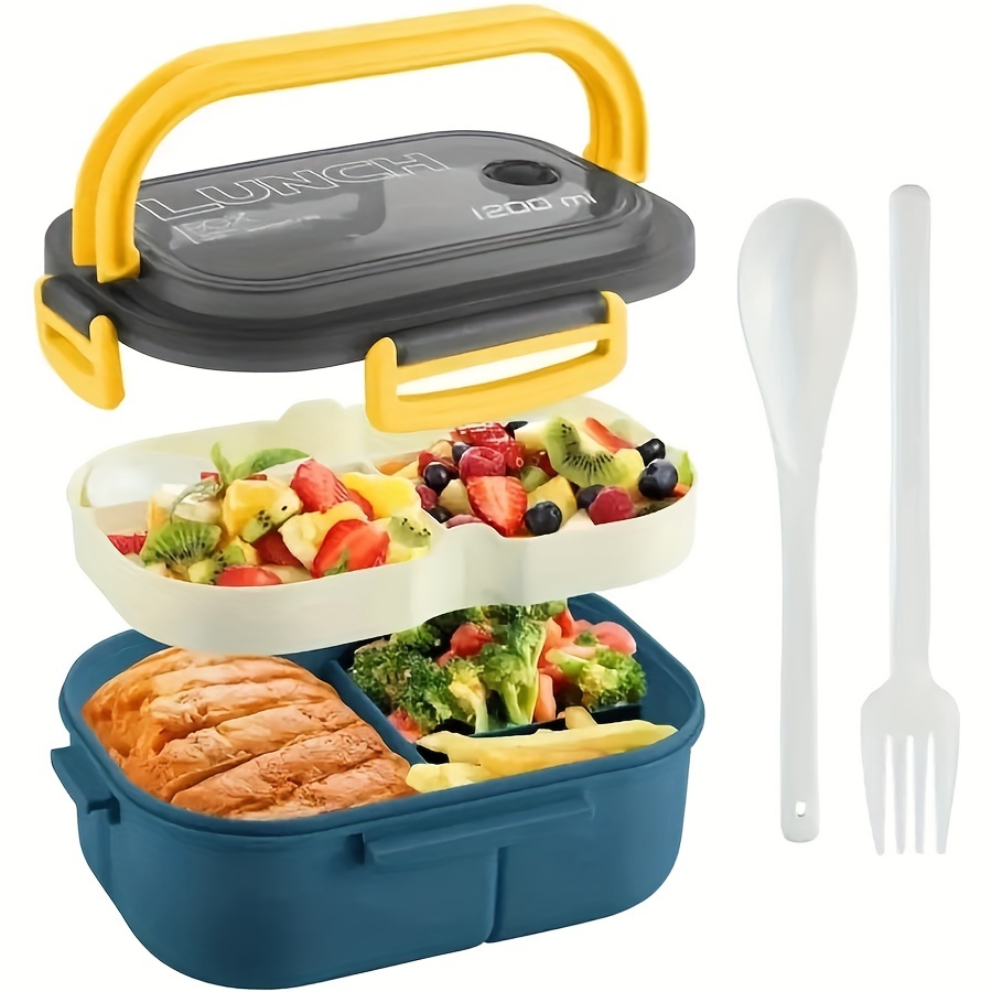 

1pc Microwave-safe Dual-compartment Lunch Box, Fresh-keeping Meal Container With Cutlery Christmas Gift