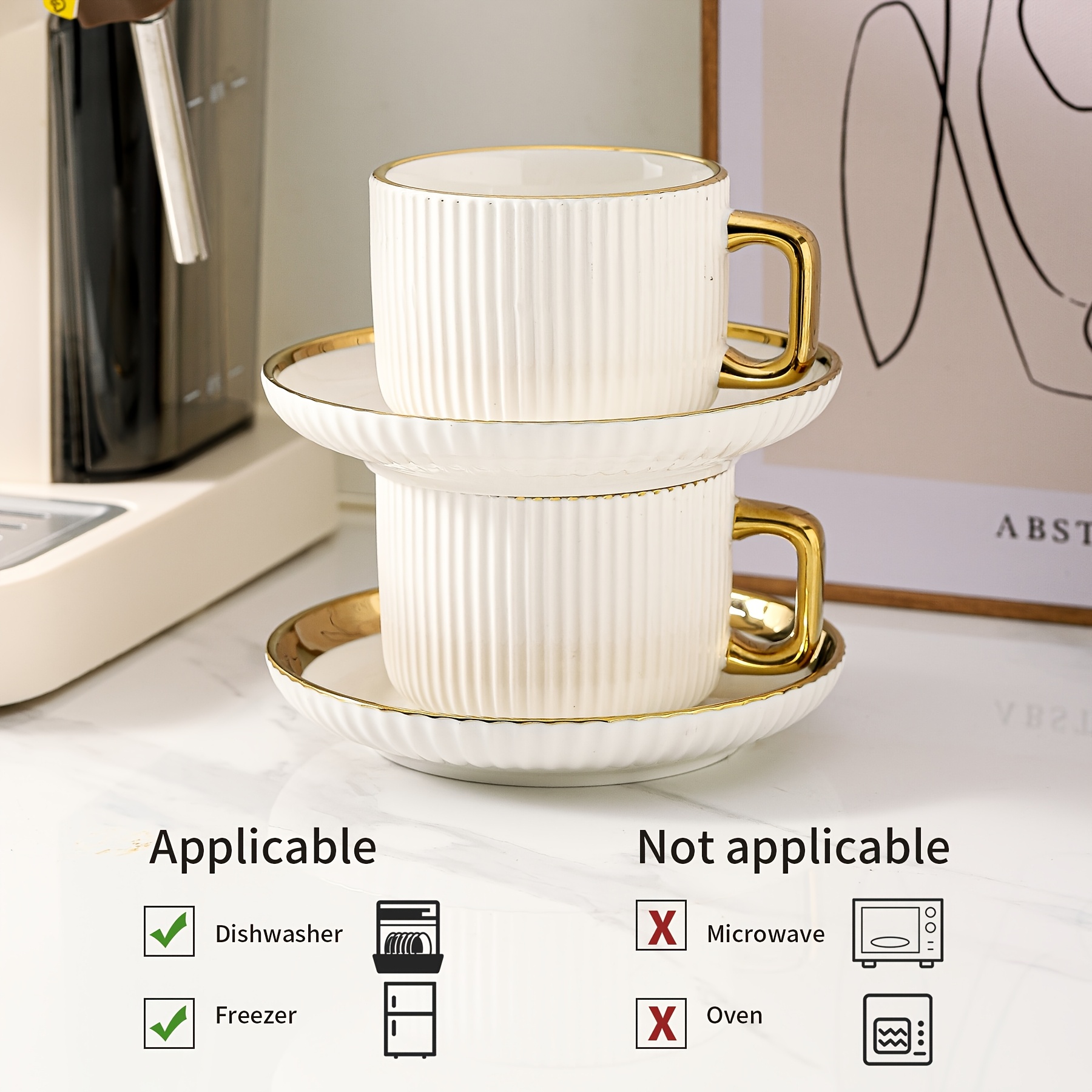 Set Tazza E Piattino In Ceramica Per Caffè E Tè, 70 Ml – Elegante Porcellana Per Matrimoni E Regali - 4