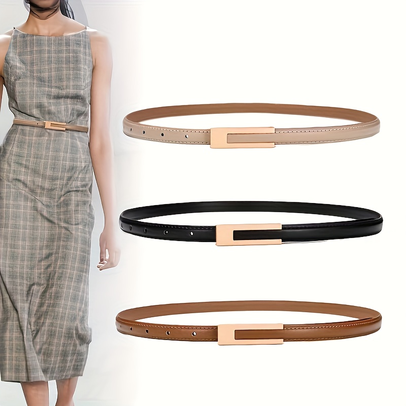 

3pcs Set Women's Retro Small Belt Simple And Skirt Decoration Pu Leather Belt