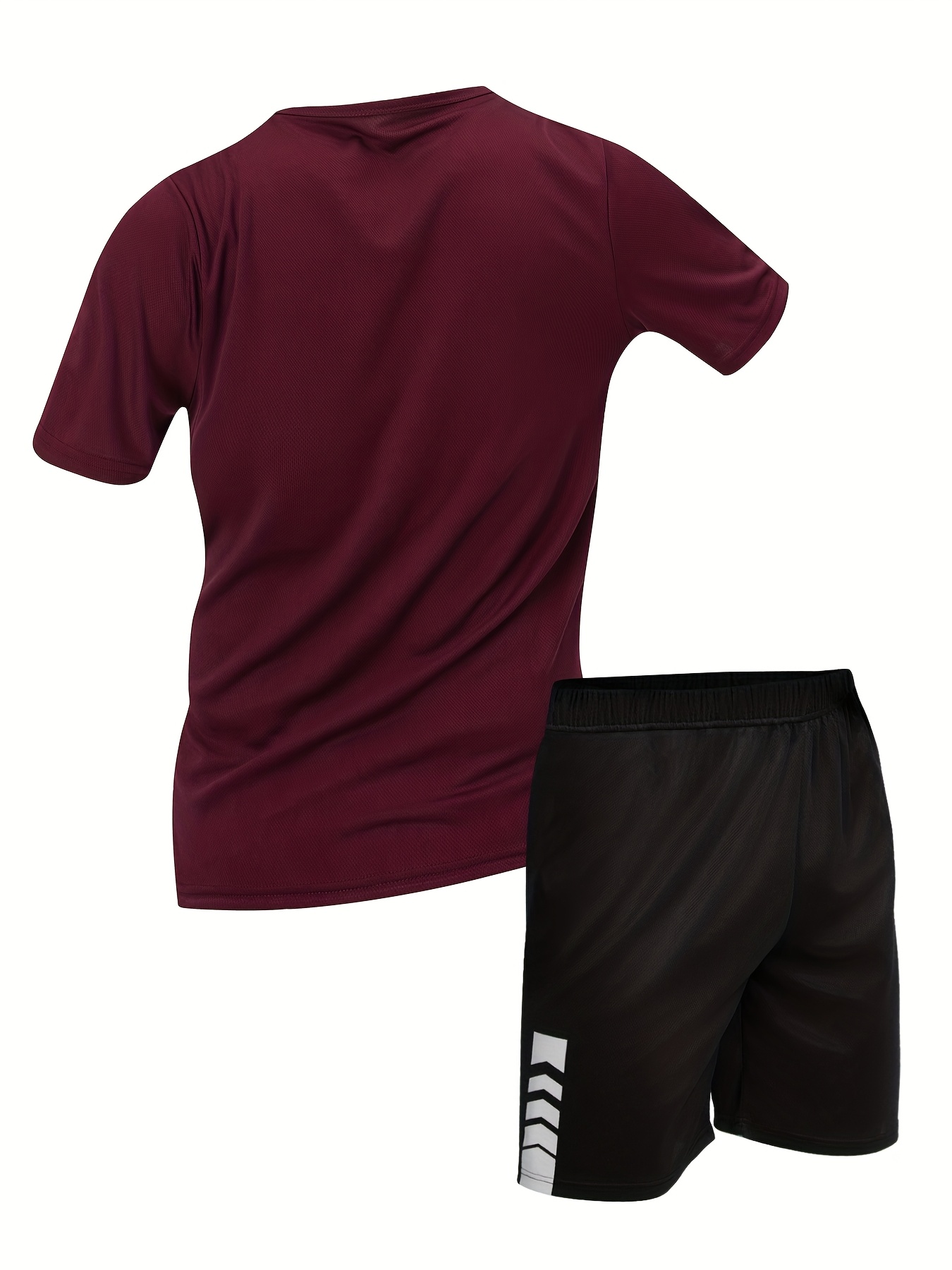 2pcs Men'S Summer Short Sleeve Suit - Casual Sporty Round Neck T-Shirt & Shorts Set, Breathable Polyester Blend, Regular Fit, White & Black with Orange Accents, Perfect for Outdoor Activities, Summer Casual Wear | Sporty Look | Comfortable Fit, Summer Shorts