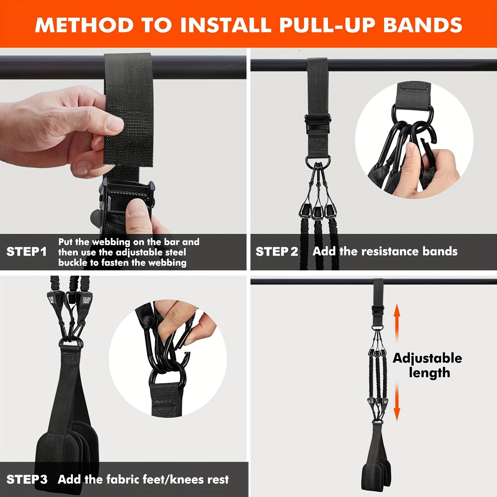 Adjustable Pull-Up Resistance Bands for Strength Training