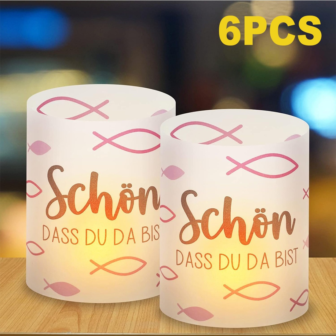 E-shop 6 Stück Kerzenhalter Fischförmige Tischkerzen, Tischdekorationen für Kommunionfest von Mädchen, geeignet für , Taufe, Brautparty, Tischlampe für