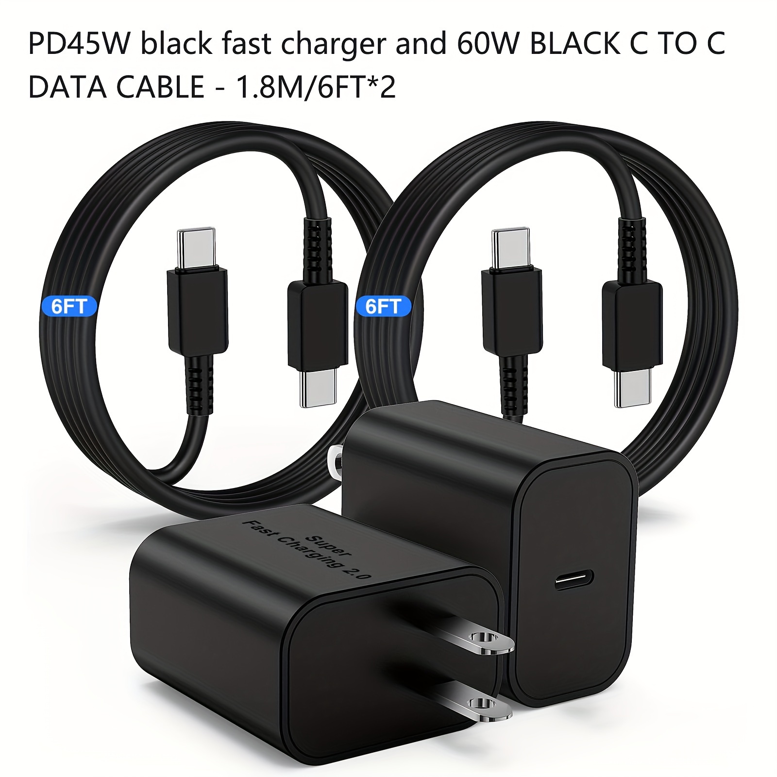 

2 Pack 45w Charger For S24, Type C Charger Fast Charging &6ft/ Usbc To Usbc Cable For S24 Ultra/s24+/s23 Ultra/plus, Pro/air/mini, Phone Charger Cord