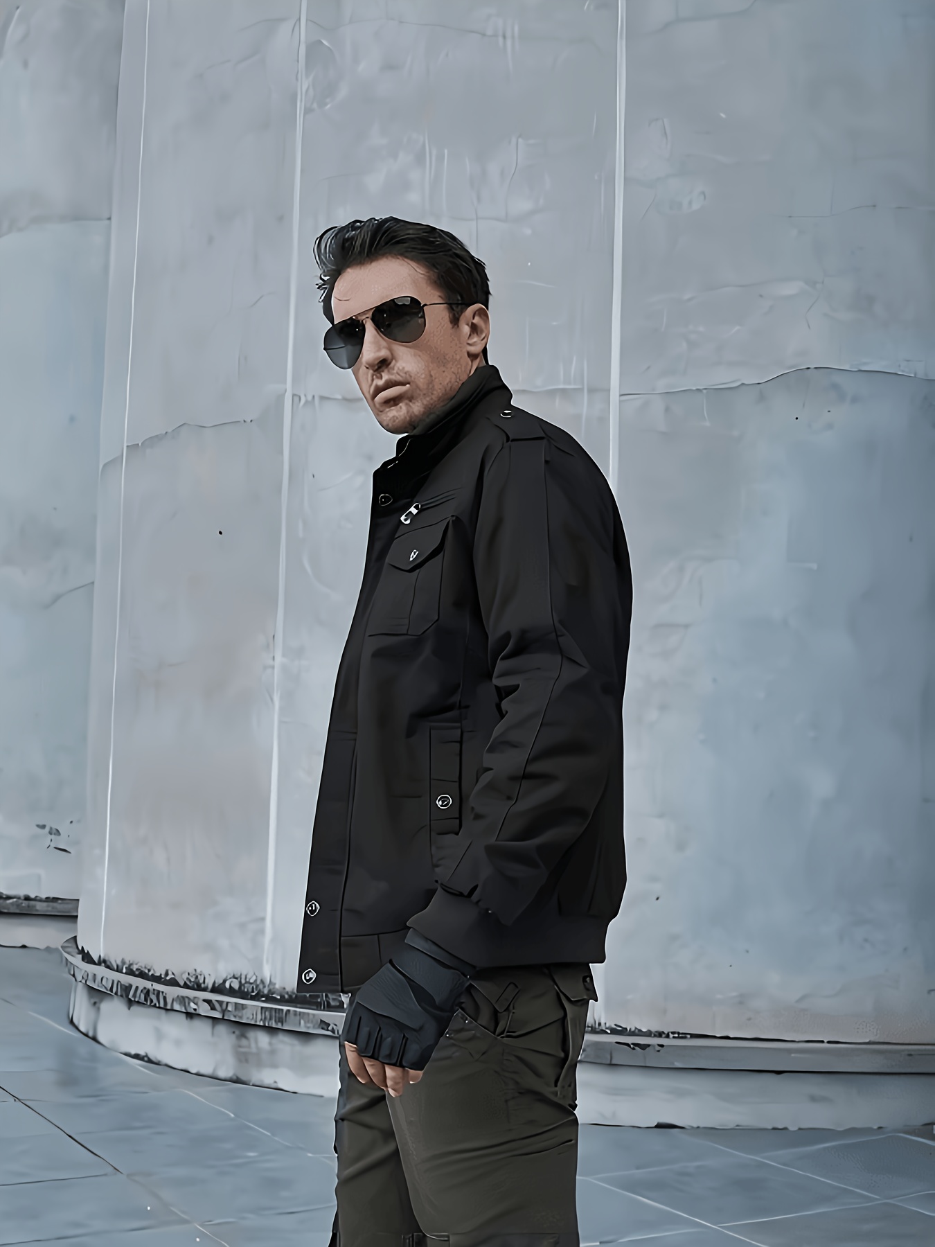 Men's Casual Jacket for Spring and Autumn, Made with Thick, Comfortable, and Structured Fabric in a Vintage Style. Features Multiple Pockets, Ted Ribbed Cuffs and Hem for Windproof Warmth. Suitable for Daily Work, Outdoor Sports