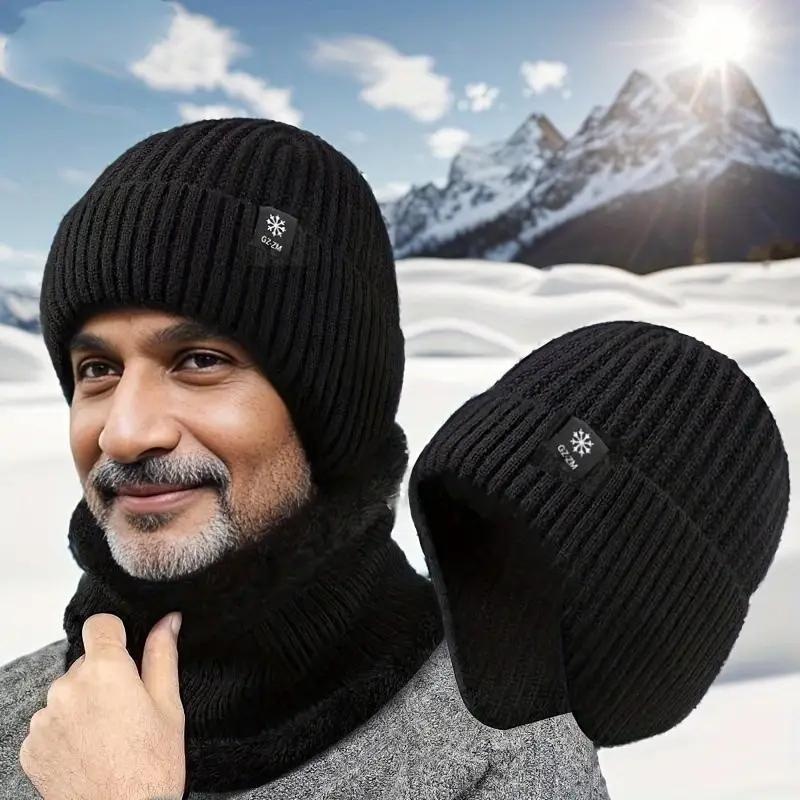 unisex winter warm knit hat with fleece lining and ear protection thickened insulated headgear suitable for seniors middle aged parents dads moms grandpa grandma   day gift   in 3 colors black grey navy blue Product details 4