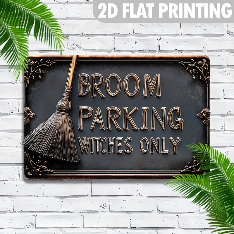 TEMU 2d Flat, 2d Flat Room Decoration Printed Aluminum Plate 12x8 Inches Featuring Broom Parking Only Vintage Aluminum Wall Home Decor Cottage Porch