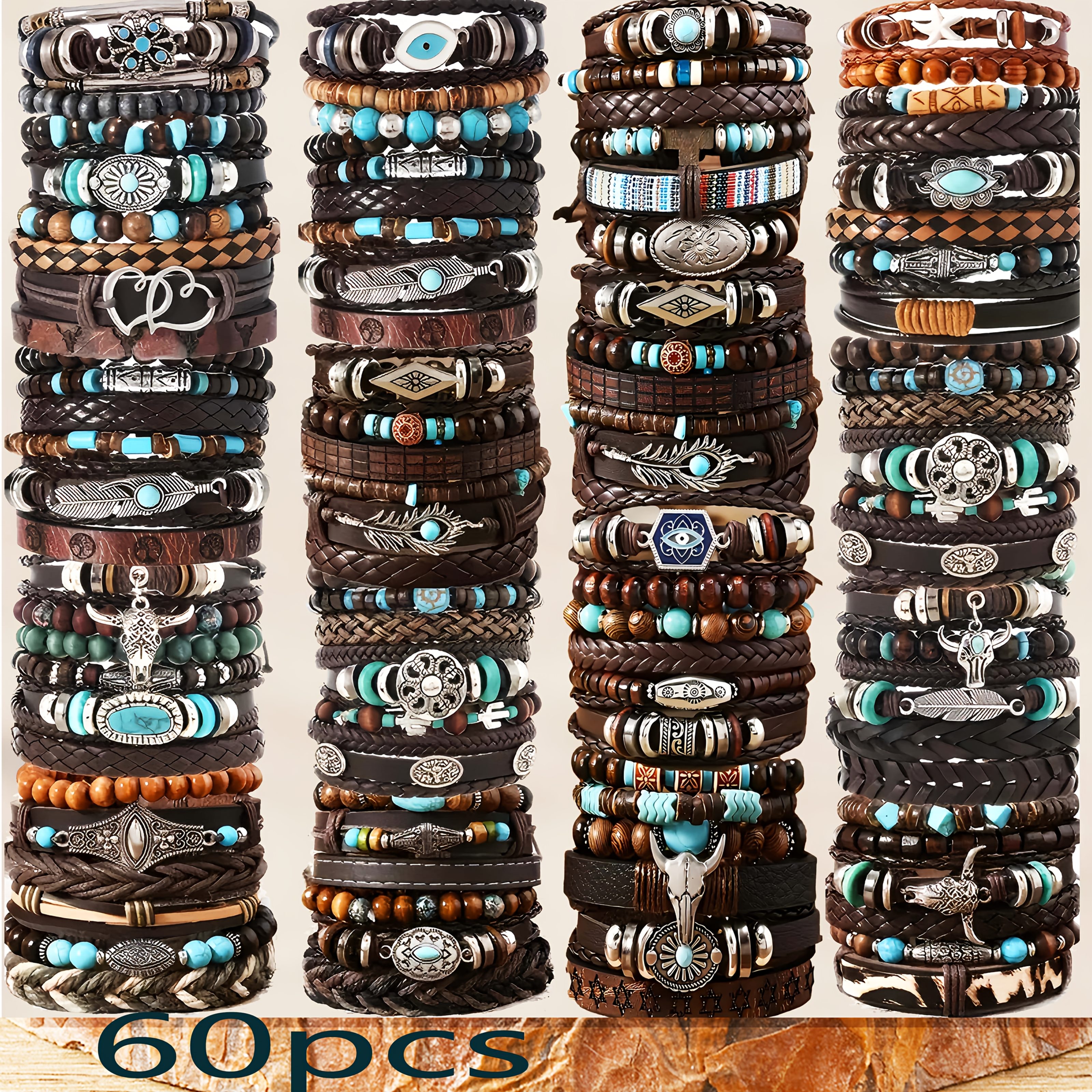 E-shop 36/42/48/60 Stück Herren Armband Set, geeignet für den täglichen Gebrauch, als Geschenk für Weihnachten und Halloween
