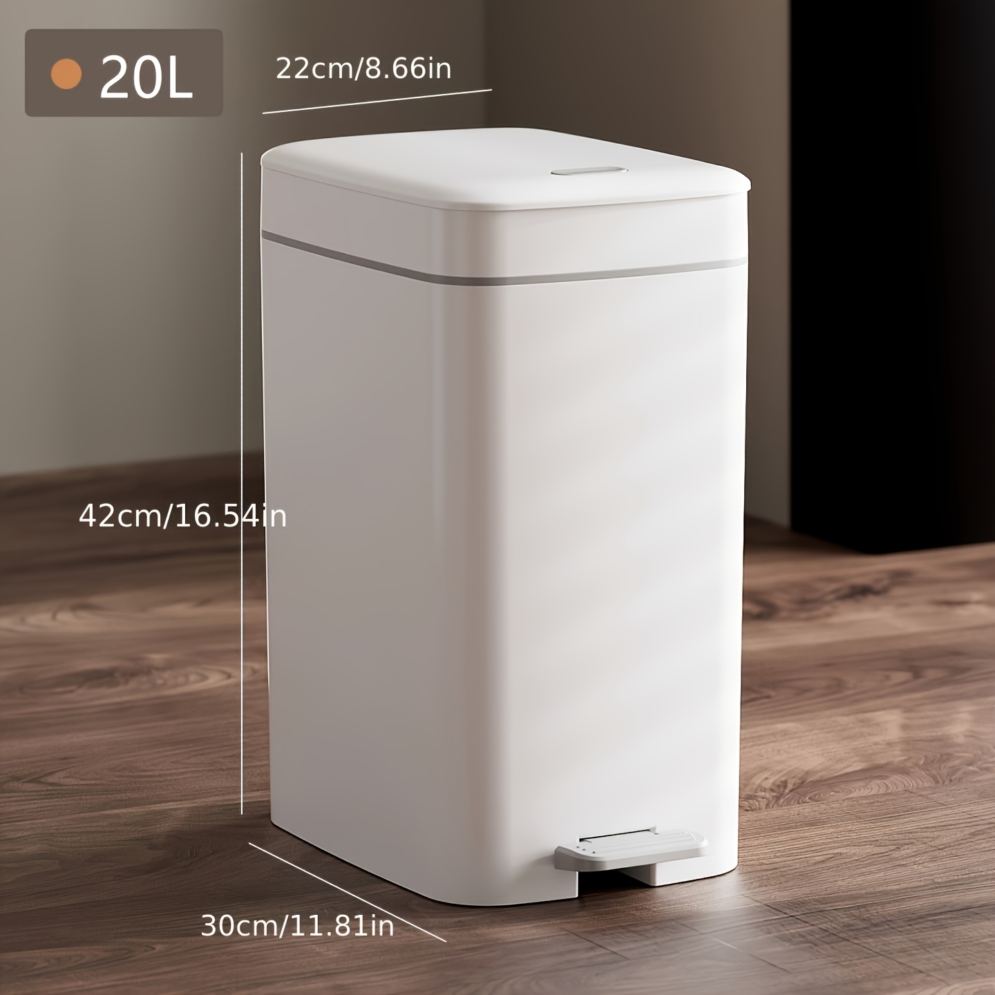TEMU Large Capacity 20l Pedal-operated Trash Can For Room Kitchen With Lid, Odor-proof Rectangular Light Luxury Wastebasket