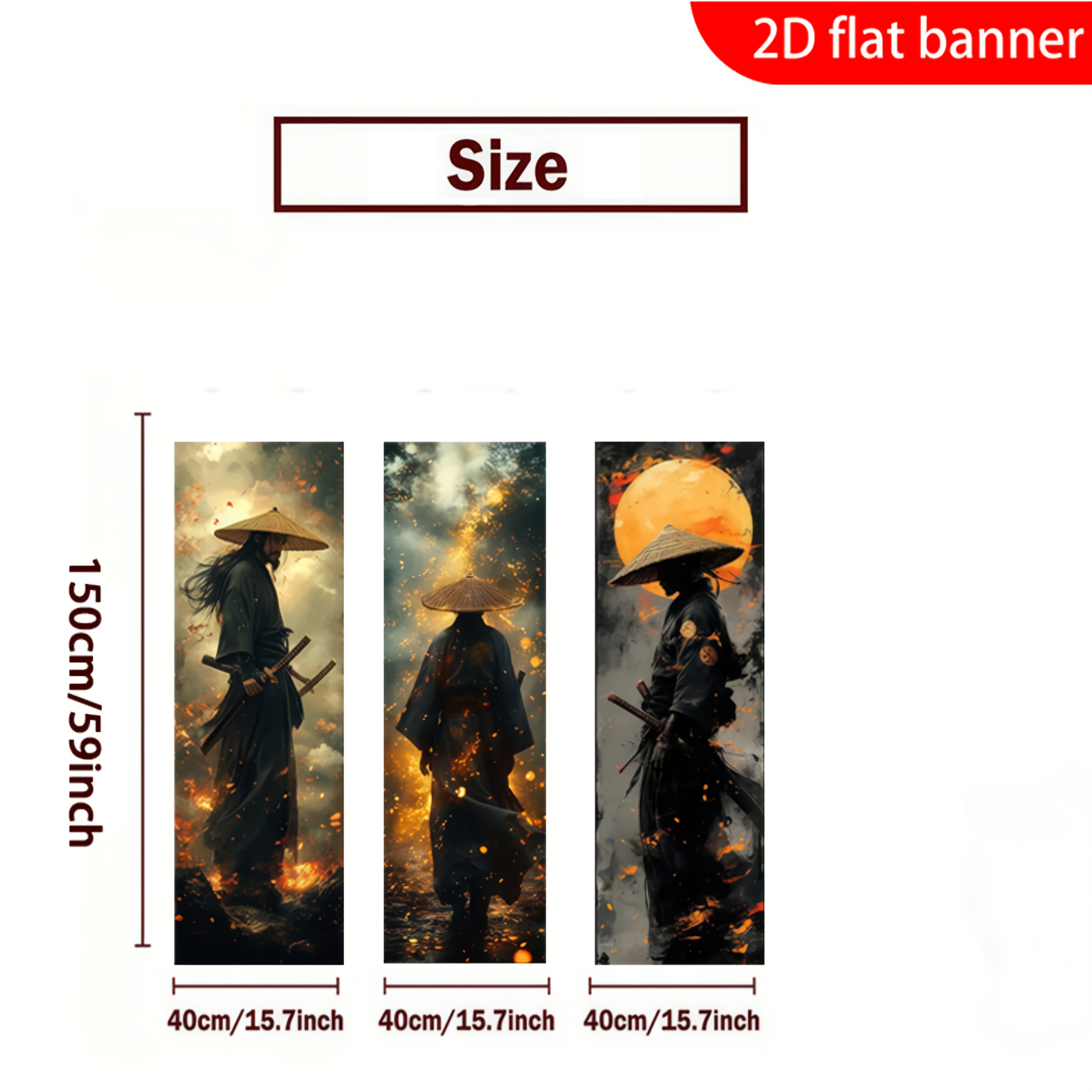 TEMU 2d Flat, 2d Flat, 3pcs Set, 2d Flat Banner, Japanese Style Theme, And Cool Room Decoration, Canvas Poster Of Japanese And Flames, Home Art,