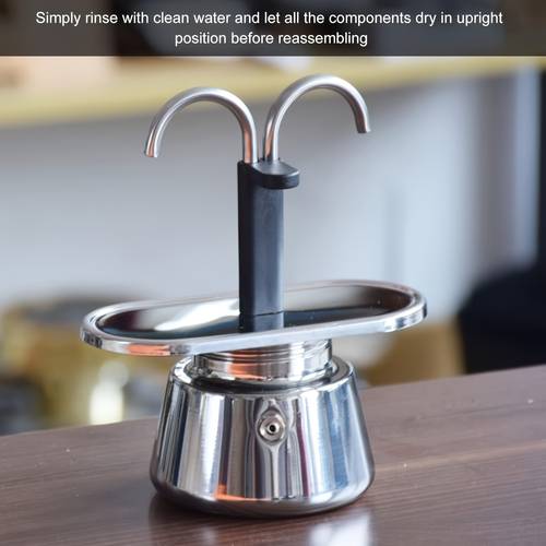 304 stainless steel mocha coffee maker with dual tubes durable food grade anti non slip base thickened mesh design home office camping workplace manual operation no electricity needed equipment classic mocha maker durable constructio