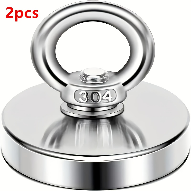 

2pcs Of Super Strong Neodymium Iron Magnets With Heavy-duty And Stainless Steel Lifting Rings For Safe Recycling And Outdoor Exploration