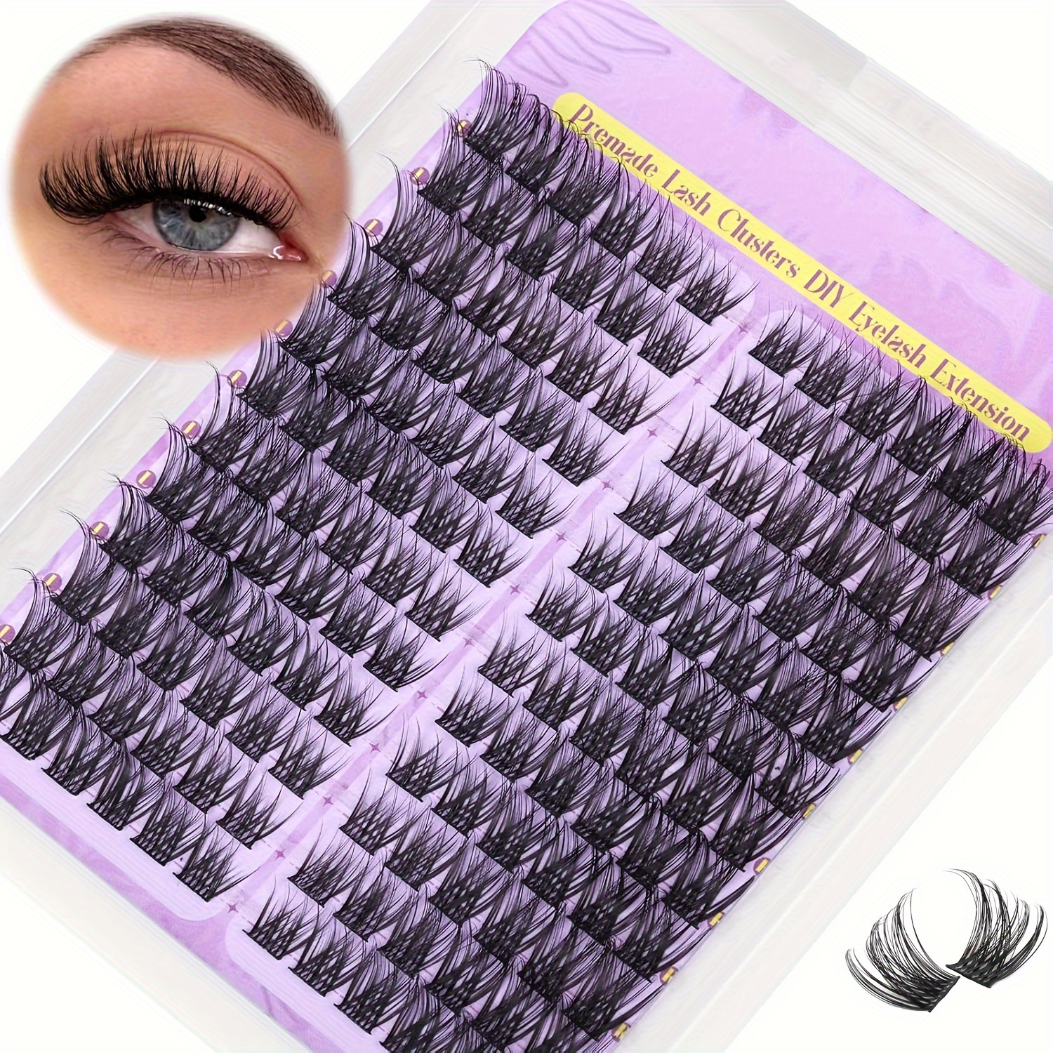False Eyelashes Vibrant Natural Eyelashes Fox Eye Fluffy False Eyelashes Cat Eye Long False Eyelashes Curly Eyelash Clusters Eyelash Clusters (10-16mm) 144pcs
