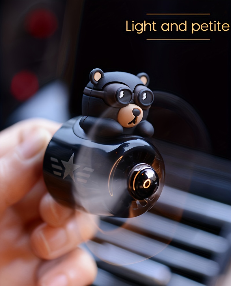 black bear car air freshener with rotating propeller magnetic car vent perfume diffuser cute bear car ornament with fragrance source options balm scent tablet incense stick details 3