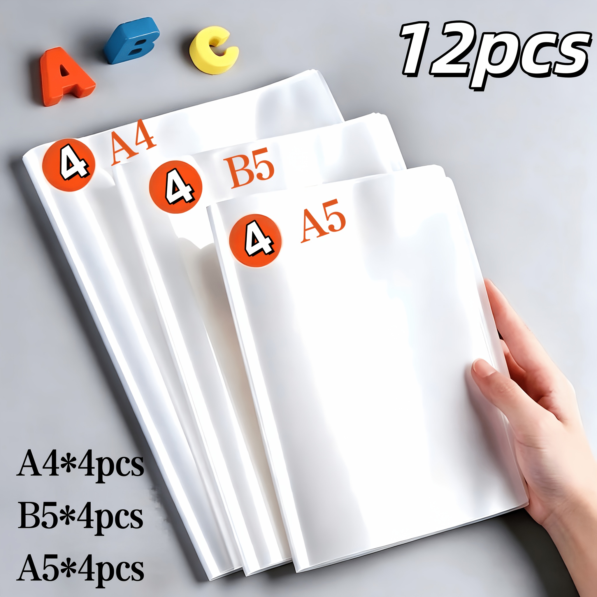 TEMU 12 protège-livres - Housses de protection durables et transparentes pour livres A4, B5, A5 - Idéal pour fournitures scolaires et de bureau,