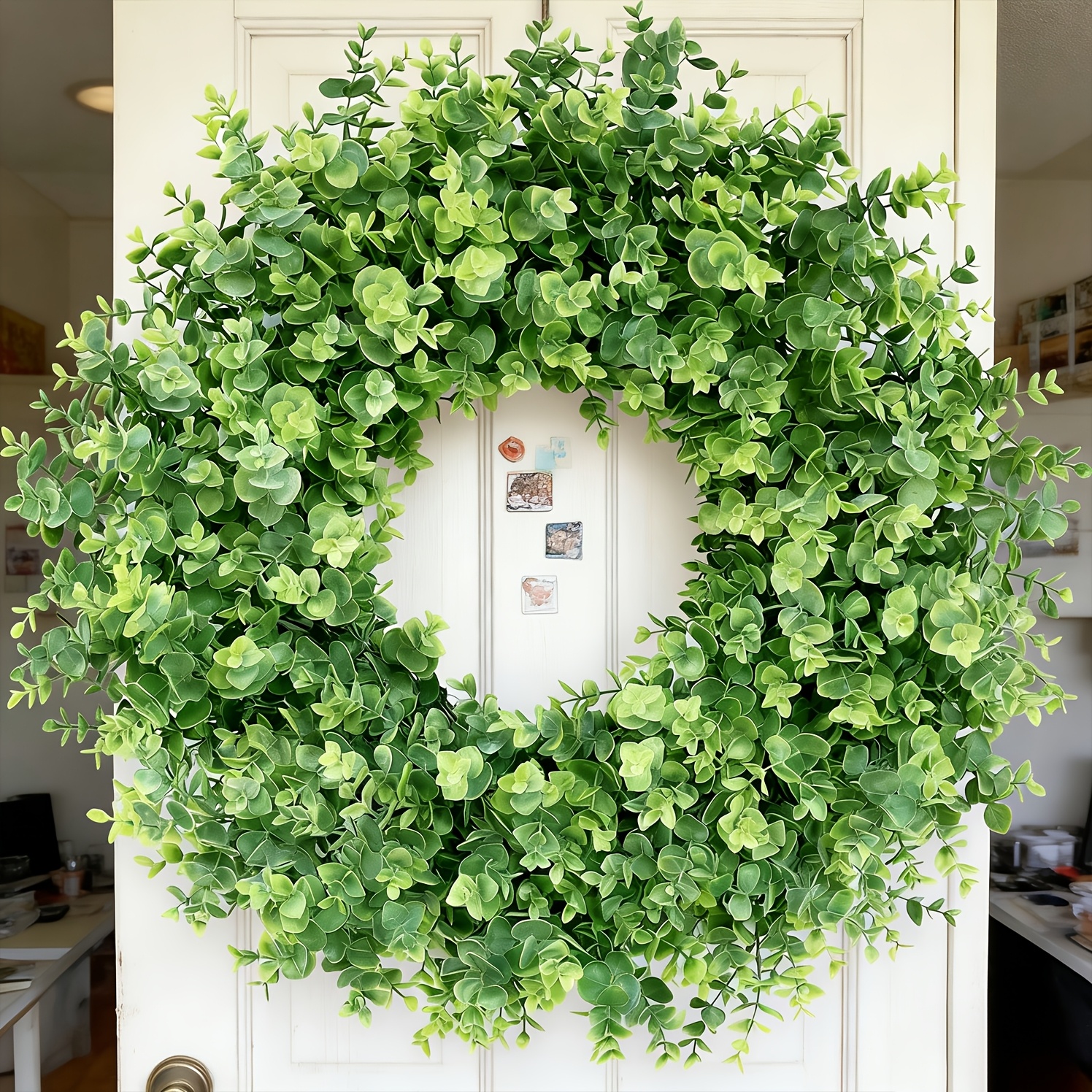 item picture 17 7in wreath for front door porch window large artificial boxwood leaves greenery outdoor wreath for home farmhouse decor spring summer fall green