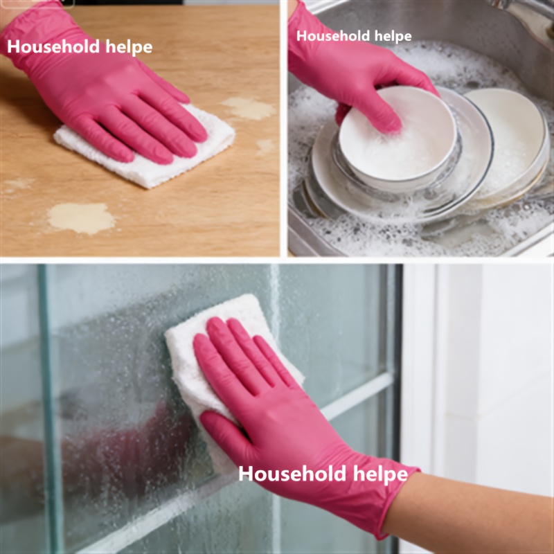 6/10 Pairs Disposable Nitrile Gloves | Isolate Stains, Prevent Dirt and Oil, Ideal for Wiping Windows, Mopping Floors, Washing Cloths, and Dishes, Frees Hands from Roughness, Essential for Home Use