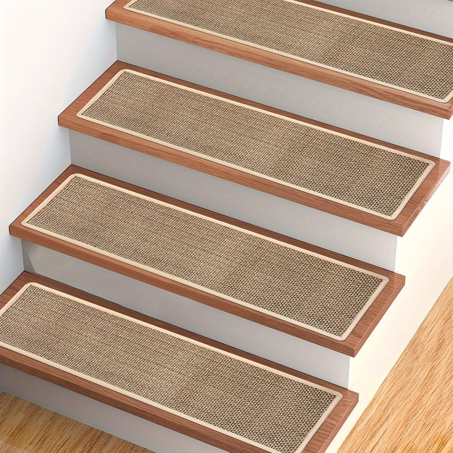 7 pack 15 pack linen stair treads 30  8in 76cm x 20cm with non slip backing thickened linen surface indoor anti slip running stairs mats for wooden floors machine washable pet stair pads reusable stair mats suitable for elderly and pets christmas decorations