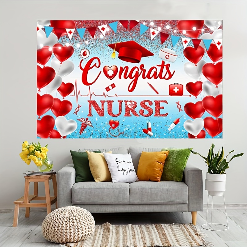 Congrats Nurse Banner Red Blue Nurse Graduation Banner Nurse - Temu Canada