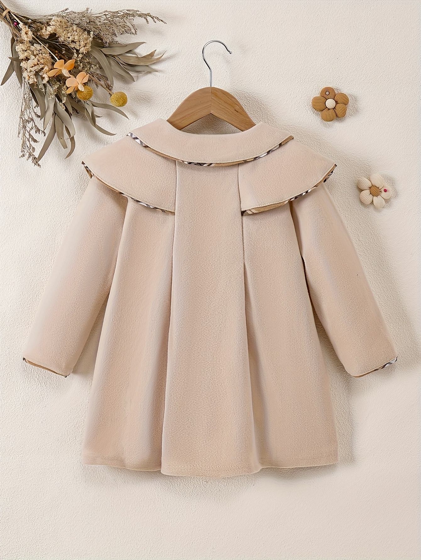 Girls' Elegant Bow-Tie Shawl Collar Long-Sleeve Coat